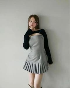 ANDMARY Karen knit set mini dress grey - メルカリ