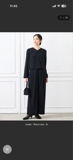 AIMER Vネックネイビーオールインワンドレスセット (M) を