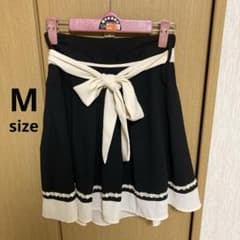 Nohea リボン付き フレアスカート 黒×アイボリー Mサイズ