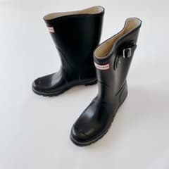 美品✨大人気 HUNTER ショートレインブーツ 黒25cm UK6 - メルカリ