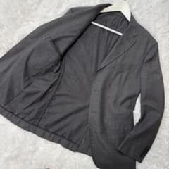 イタリア製★hLam（ラム）テーラードジャケット グレー グレンチェック48 L