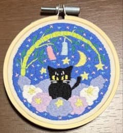 刺繍　七夕猫のサムネイル