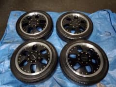 GW限定！本州送料込み！メーカー不明！軽自動車に履いてたアルミ&タイヤ４本セットのサムネイル