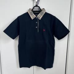 BURBERRY LONDON ポロシャツ ネイビー チェック襟 M - メルカリ