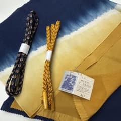 藍染帯揚げ　藍香房　帯締めセット　正絹のサムネイル