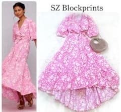 dresscode様 エスゼットブロックプリント 花柄 マキシワンピース ベルト 美品 エスゼットブロックプリント 花柄 マキシワンピース Aライン