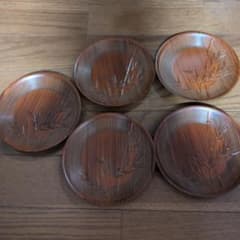 茶托 5枚セット 竹彫り 丸型のサムネイル