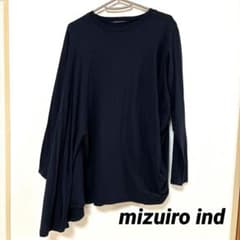 mizuiro ind アシンメトリー 長袖カットソー ネイビー