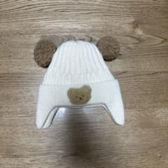 くま耳 ニット帽 ホワイト ベビー キッズのサムネイル