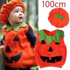 キッズ 100cm ハロウィン コスプレ パンプキン かぼちゃ ロンパース 子供のサムネイル