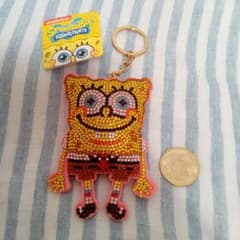 スポンジボブ　ラインストーンマスコット　ピンク