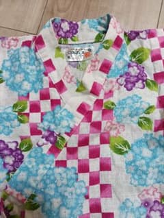 甚平 花柄 チェック柄 上下セット　120のサムネイル