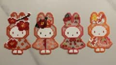 アイロンビーズ ハンドメイド うさぎ ポンチョ 赤系のサムネイル