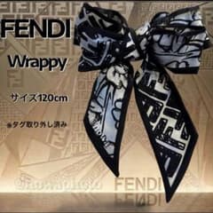 FENDI　フェンディ　ズッカ　カメリアフラワー　花柄　ラッピー　リボンスカーフ Fendi フェンディシルクスカーフ花柄幾何学模様ラッピーバンダナユニ
