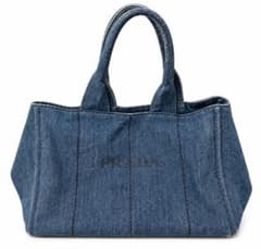PRADA プラダ カナパ デニム トートバッグ ネイビー ゴールド金具　Mのサムネイル
