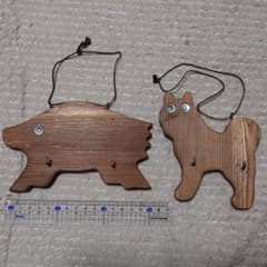 木製動物型壁掛けラック（イノシシ・犬）のサムネイル