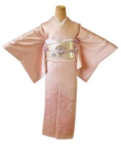 綸子地 附下げ・訪問着＆袋帯・帯揚・帯〆セット（正絹）仕立上り 