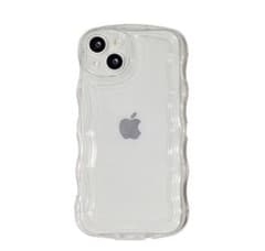 iPhone15plus 용 웨이브 디자인 클리어 케이스