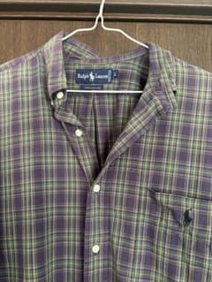 最終価格！Ralph Laurenラルフローレン長袖シャツチェック紫×緑のサムネイル