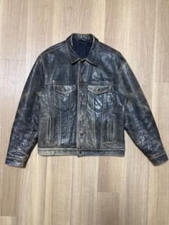 80~90s Levi's レザートラッカージャケット イタリア製 Lサイズのサムネイル
