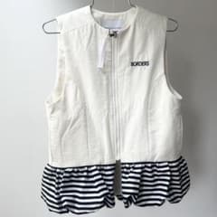 美品 ボーダーズアットバルコニー ダウンベスト 紺 白 サイズF*CD453 美品 ボーダーズアットバルコニー ダウンベスト 紺 白 サイズF