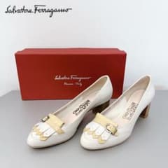✨極美品・希少 オールドフェラガモ キルトフリンジ バイカラー パンプス 5.5 ✨極美品・希少 オールドフェラガモ キルトフリンジ バイカラー
