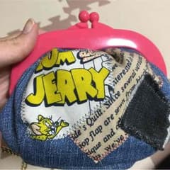 がま口 ポーチ トムとジェリー キャラ ハンドメイド デニムのサムネイル