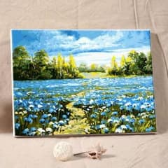 【自油自画】DIY数字キット油絵「青色の恋」のサムネイル