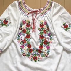Chocolat⭐︎ 様ハンガリー刺繍ブラウス フォークダンス衣装　カロチャ手刺繍 vintage】フォークダンス ブラウス 手刺繍 カロチャ刺繍 ハンガリー