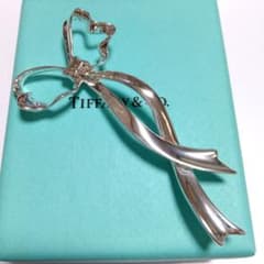 TIFFANY ティファニー リボンブローチ シルバー ラージサイズ