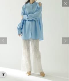 mystic ショルダースリットシャツ　長袖　blueのサムネイル