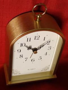 WAKO 水色 アーチ型置時計　値下げ ☆WAKO アーチ形置き時計 ゴールド アラーム付き☆動作確認済 美