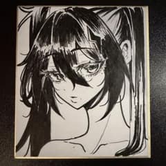 手描きイラスト オリジナル モノクロ ミニ色紙 - メルカリ