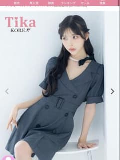 韓国 襟ウエストベルト パフスリーブ Aライン ミニ　キャバドレス