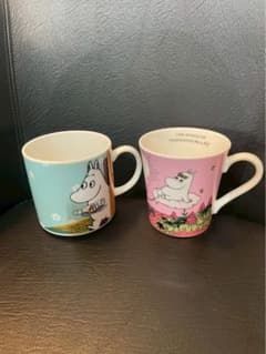 [미품] 무민 머그컵 2개 세트 야마가 상점 핑크 하늘색