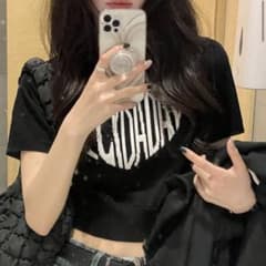 半袖ニットTシャツ　クロップトップのサムネイル