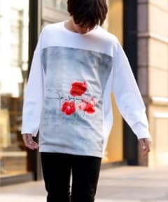 ローズデザイン貼付け ルーズシルエット ロングスリーブTEEのサムネイル