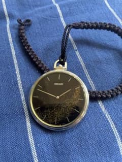 SEIKO セイコー 懐中時計和装用 提げ時計 蒔絵風 金粉文字盤純正組紐付きのサムネイル