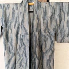 着物 一重紬　ブルー系 抽象柄のサムネイル