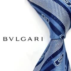 ◇美品◇BVLGARI ネクタイ 青色 ストライプ柄 ロゴ オシャレ - メルカリ