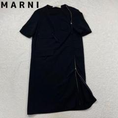 MARNI ジップアクセントワンピース フラップポケット ブラック