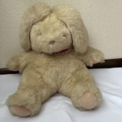 Vintage Antique Showa Retro Loop-Eared Rabbit Plush Toy (Beige)
