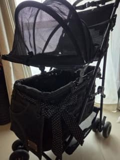 Mother Cart ペットカート デニム調 ドリンクホルダー荷物入れ付き Mother Cart ペットカート デニム調 ドリンクホルダー荷物入れ付き