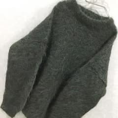 70-80s スコットランド製 モヘア ニット セーター ヴィンテージ 緑×紫のサムネイル