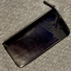 黒レザー ジッパー長財布のサムネイル
