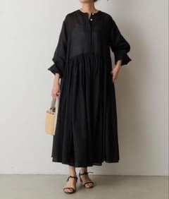 【美品】BEARDSLEY リネンギャザーワンピース　サイズ1 ブラック 美品】BEARDSLEY リネンギャザーワンピース サイズ1 ブラック - メルカリ
