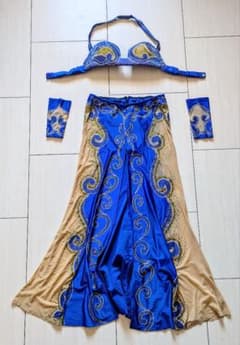 ベリーダンス 衣装 HISHAM 青 ブルー ベージュ マーメイド