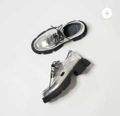 MANA 厚底レースアップ・シューズ シルバー 24.5 - メルカリ