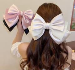 サテンリボンヘアアクセサリー ブラックのサムネイル