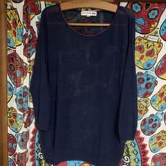 ユニクロメッシュニット　紺色のサムネイル